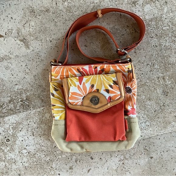 Franco Sarto Floral Canvas Crossbody Purse Bag - Picture 1 of 13